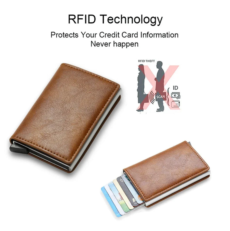 Rfid Credit Card Case Holder Men Wallets Bank Cardholder Case Small Leather Slim Thin Magic Mini Wallet Smart Minimalist Wallet