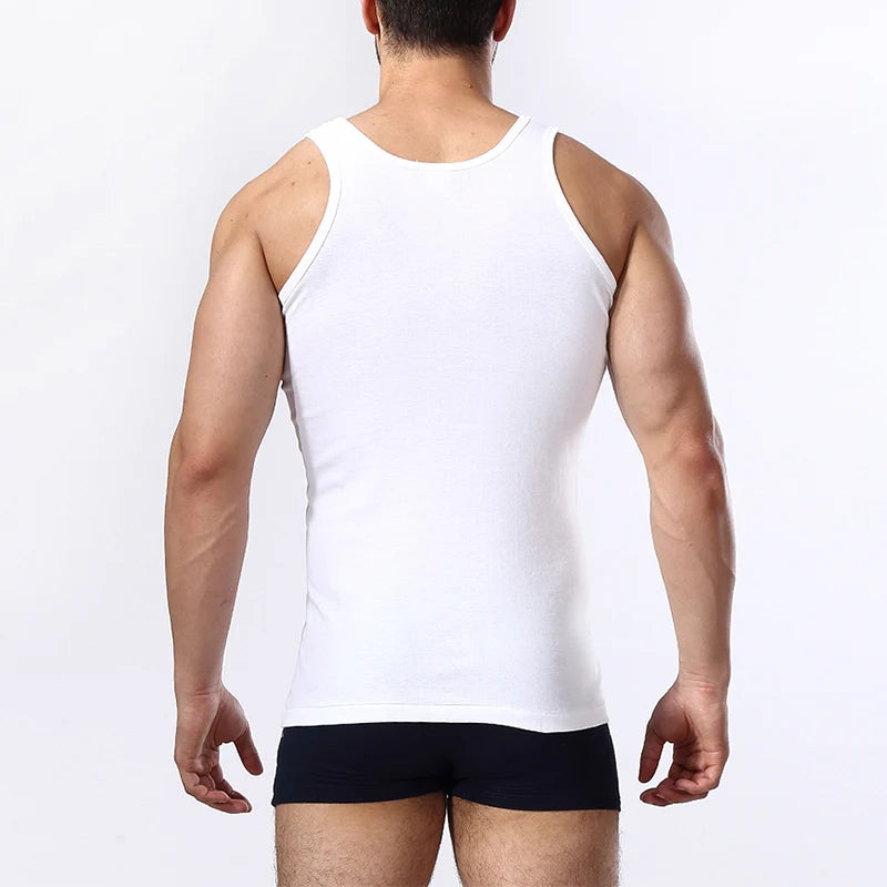 Men's pure cotton vest, fitness and sports training camisole, summer white fitted sleeveless t-shirt with a base sweatshirt