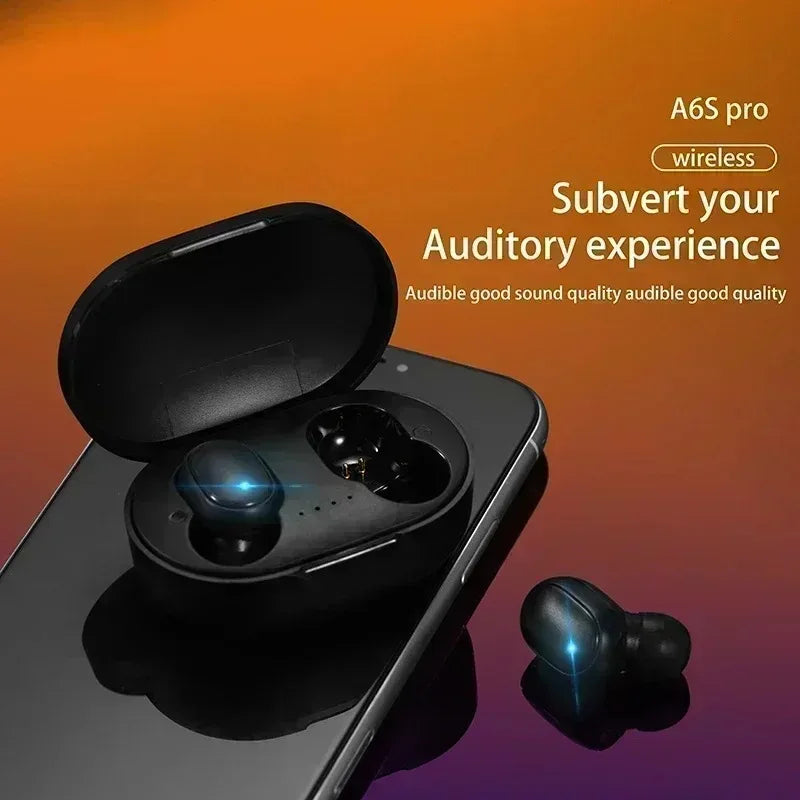 Original A6S TWS Wireless Bluetooth Headset Earphone Bluetooth Sport Inear Earbuds Headset with Mic for Xiaomi Iphone Lenovo