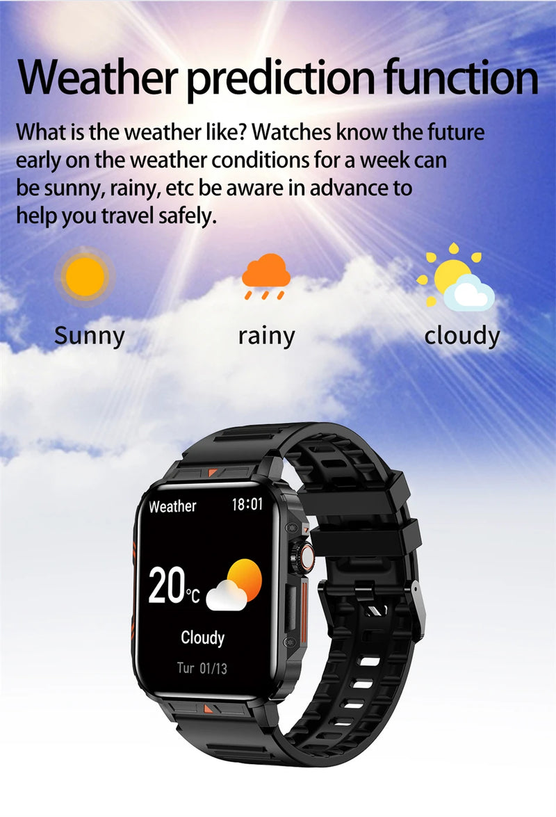 2024 New 1.95 Outdoor Military Man Smart Watch Men Bluetooth Call Smartwatch Men For Android IOS IP68 Waterproof Ftiness Watches