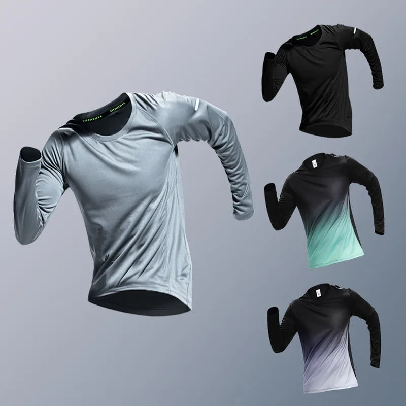 Sports T-shirt men's long-sleeved loose quick-drying casual running clothes four seasons fitness top