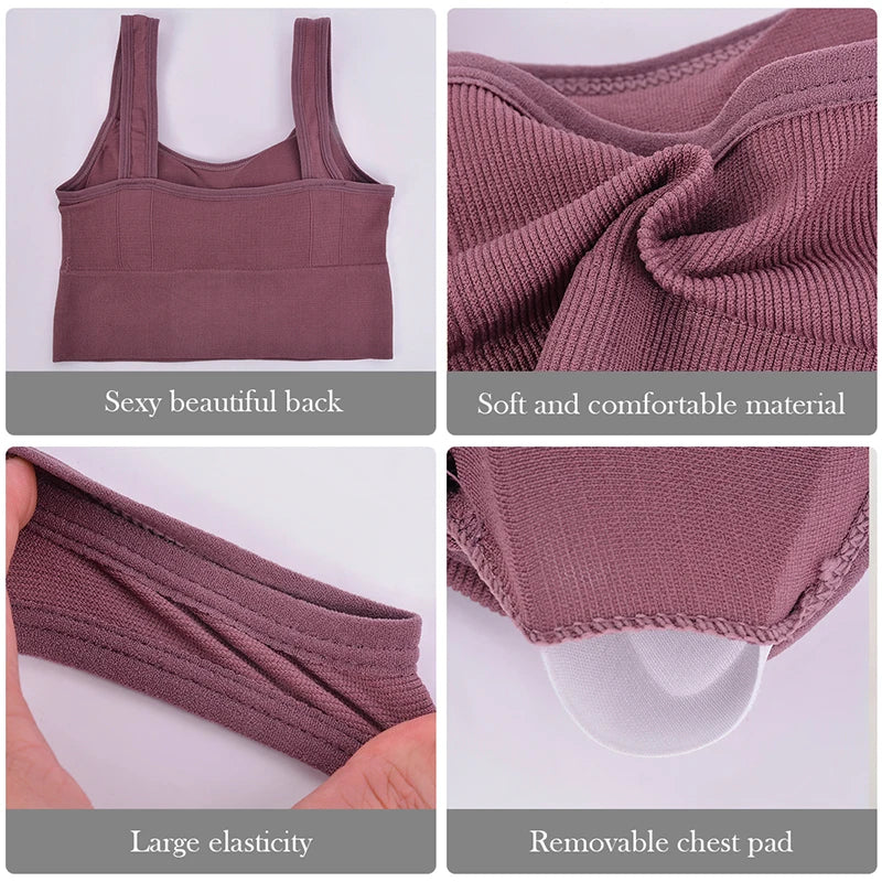 Breathable Sports Bra Anti-Sweat Fitness Top Women Seamless Yoga Bra Shockproof Crop Top Push Up Sport Bra Gym Workout Top