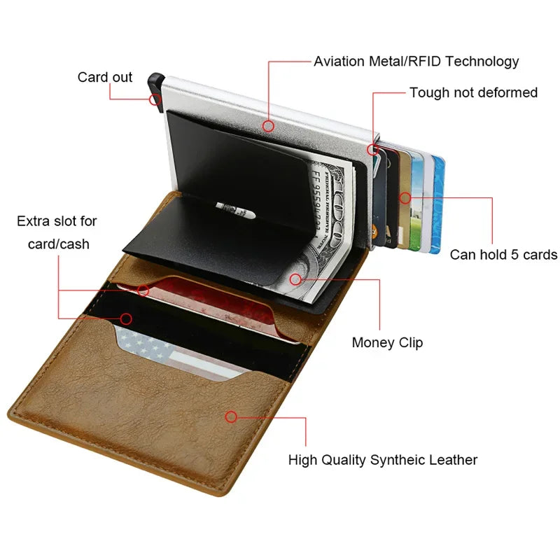 Rfid Credit Card Case Holder Men Wallets Bank Cardholder Case Small Leather Slim Thin Magic Mini Wallet Smart Minimalist Wallet