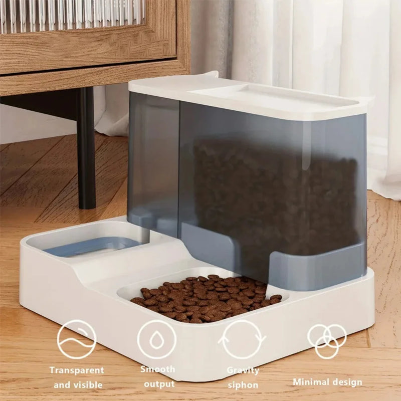 2 in 1 Pet Feeder Water Fountain Large Capacity Automatic Cat Food Dispenser Wet and Dry Separation Dog Food Container